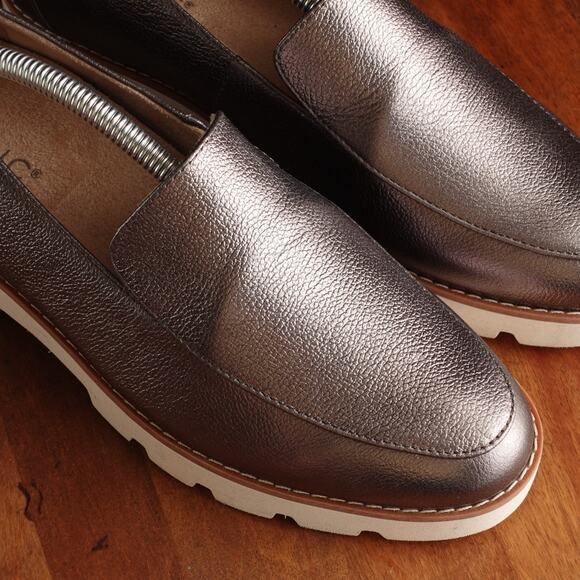 Vionic Loafers Women Size 7.5 Silver Gray Kensley Leather Preppy Comfort Shoes - Picture 4 of 13